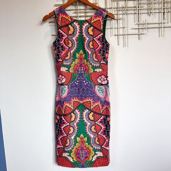 Anthropologie Maeve Kaleidoscope Columns Dress Size 4 Red Purple Green - Picture 3 of 11